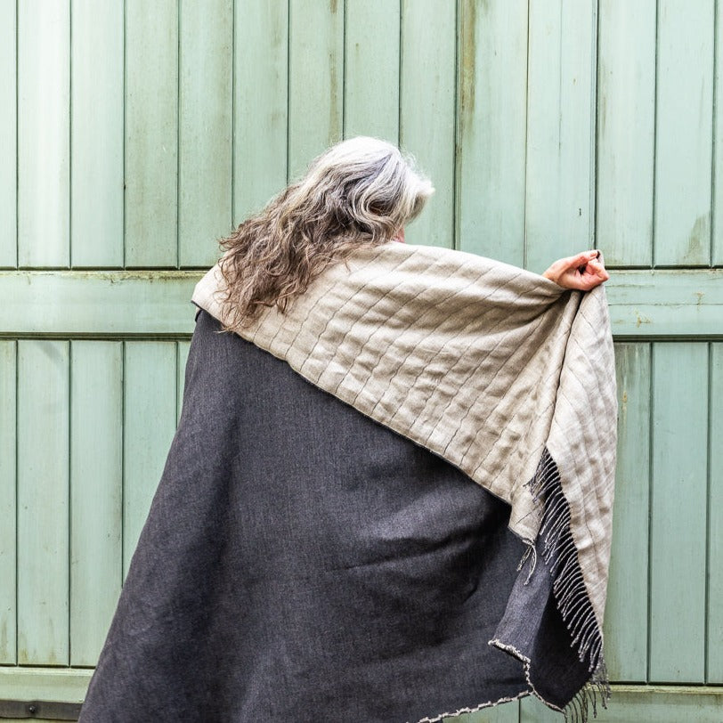 Pure Irish Linen & Merino Lambswool Reversible Throw