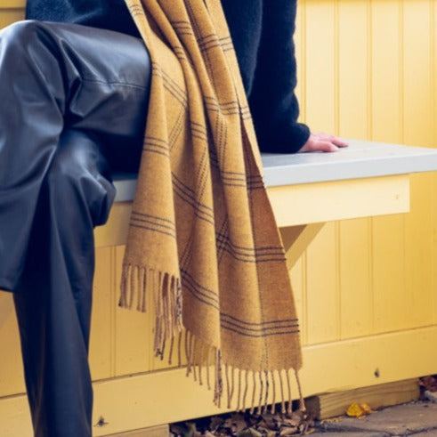 Oversize merino lambswool scarf - Barley Pane