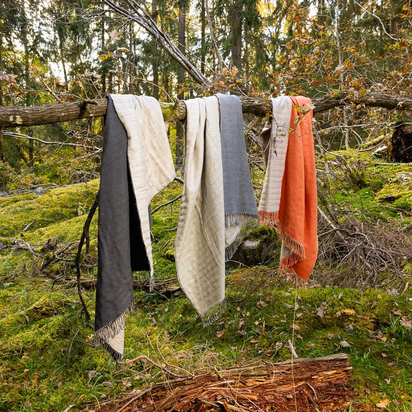 Natural Afghan Linen and Lambs' Wool Blanket