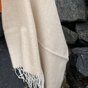 Oversize merino lambswool scarf - Caramel Herringbone