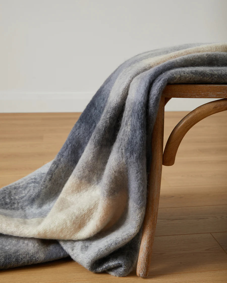 Mohair Throw - Mink and Dark Grey Check