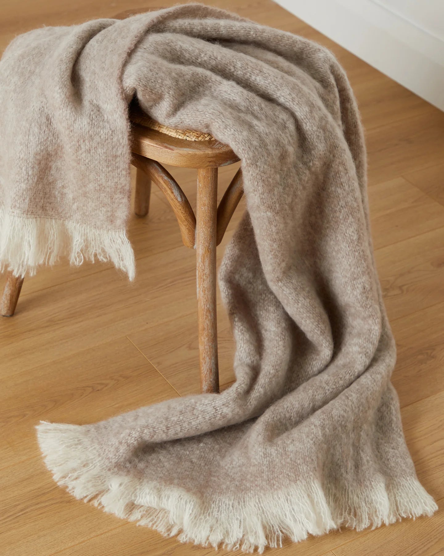 Mohair Throw - Mink and Ivory