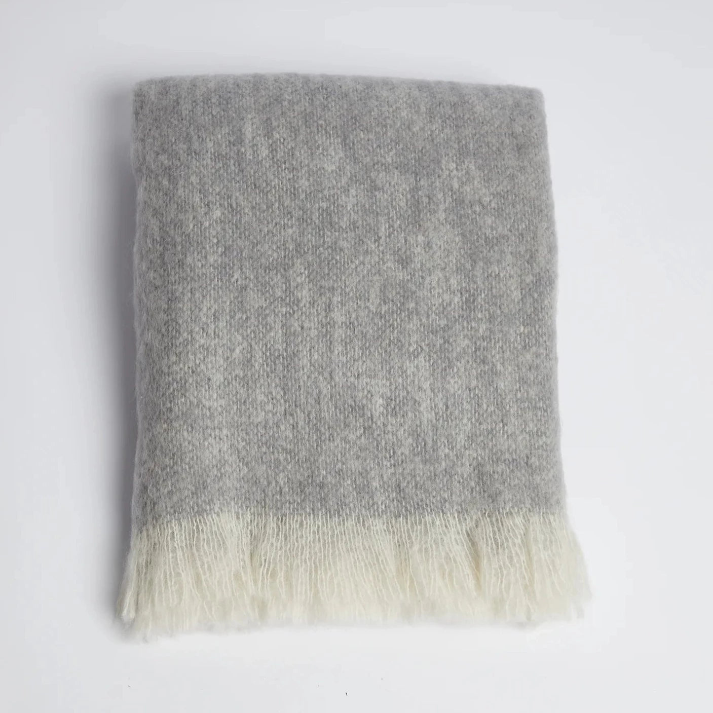 Mohair Blanket - Grey and Ivory