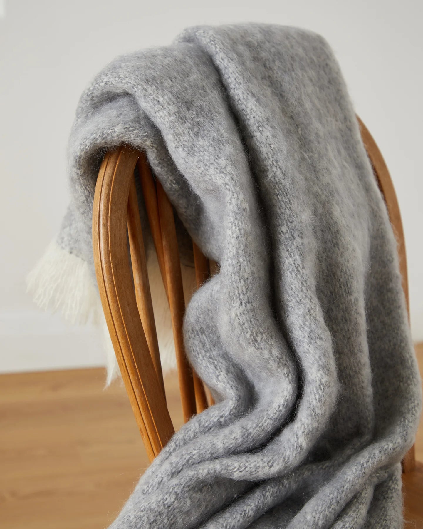 Mohair Blanket - Grey and Ivory