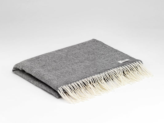 Pure merino lambswool scarf grey and white