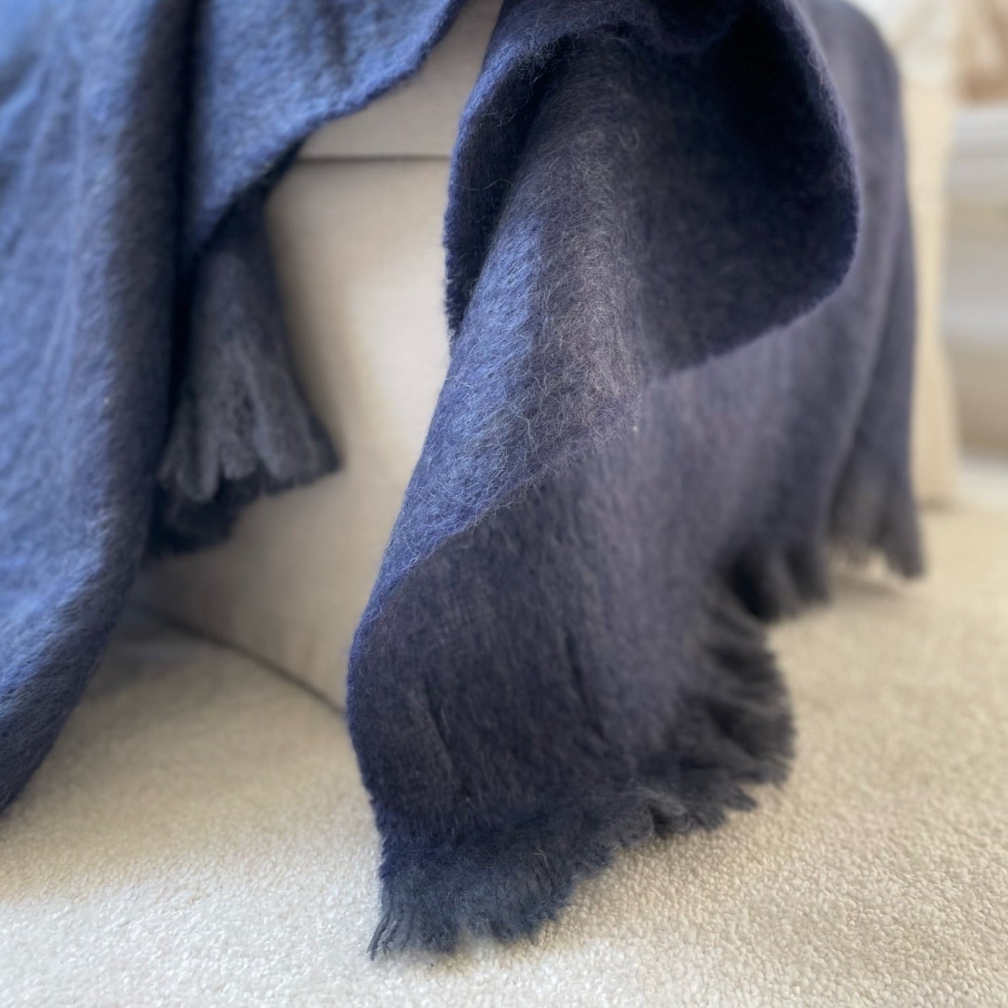 Mohair Throw - Steel Blue