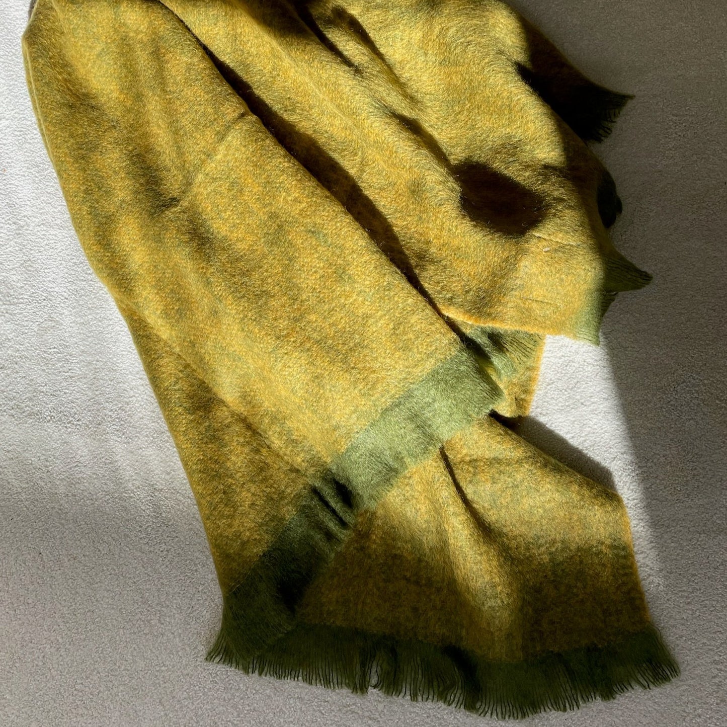 Mohair Throw - Mustard and Forest Green