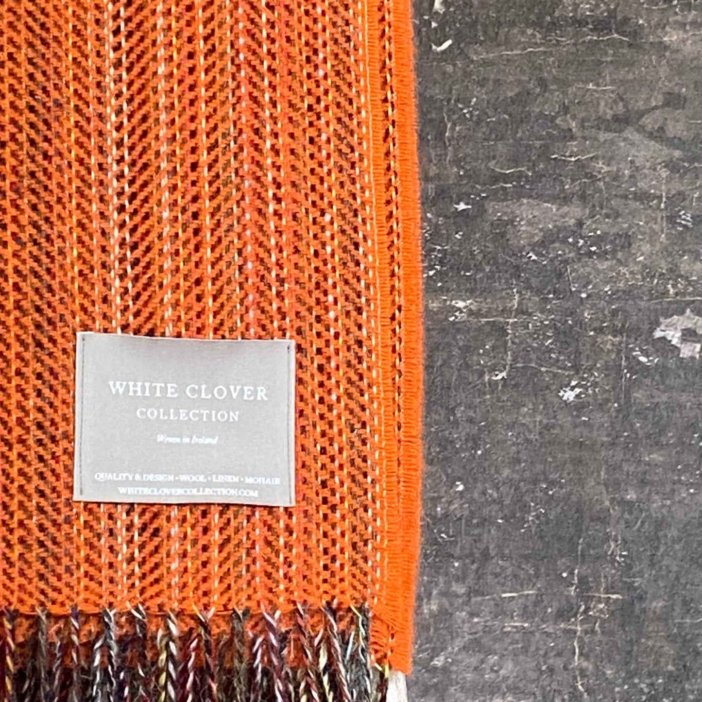 Pure Wool Heritage Tweed Blanket - Tangerine