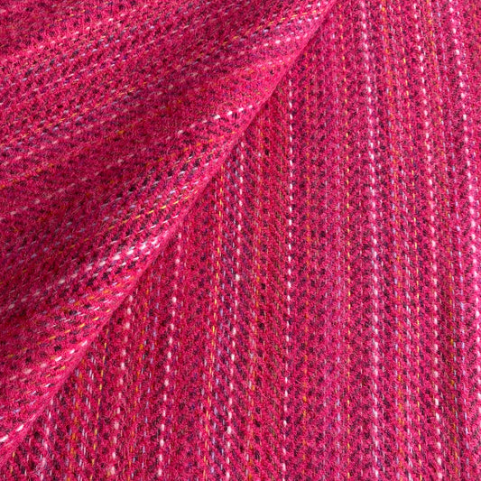 Pure wool heritage tweed throw fuschia