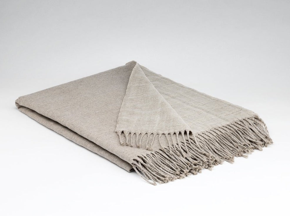 Linen & Wool Reversible Blanket - Oatmeal and Natural Linen