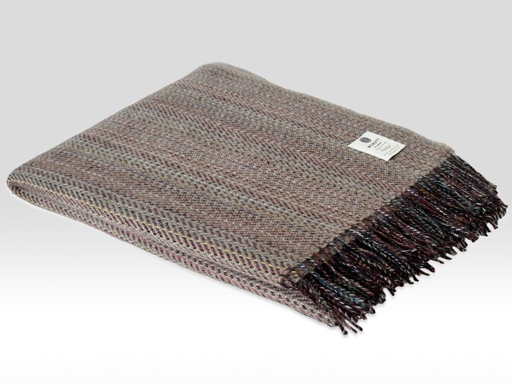 Pure wool heritage tweed throw oatmeal