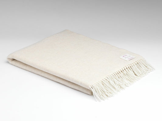 Pure merino lambswool throw herringbone cream