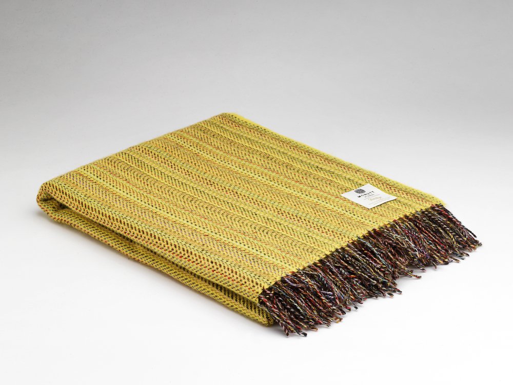 Pure Wool Heritage Tweed Blanket - Mustard