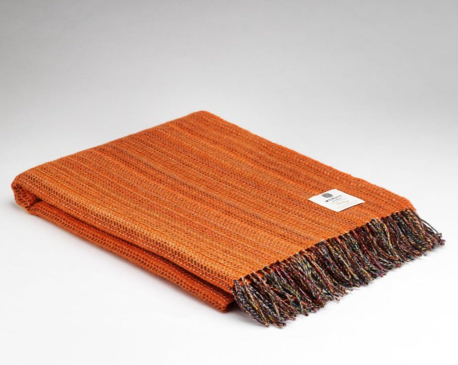 Pure Wool Heritage Tweed Blanket - Tangerine